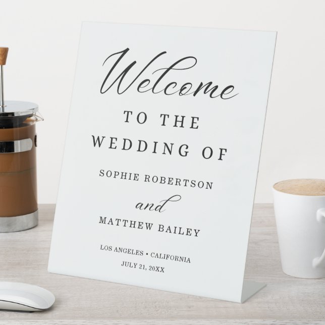Signe De Table Mariage Celebration Modern Script Bienvenue (In SItu)