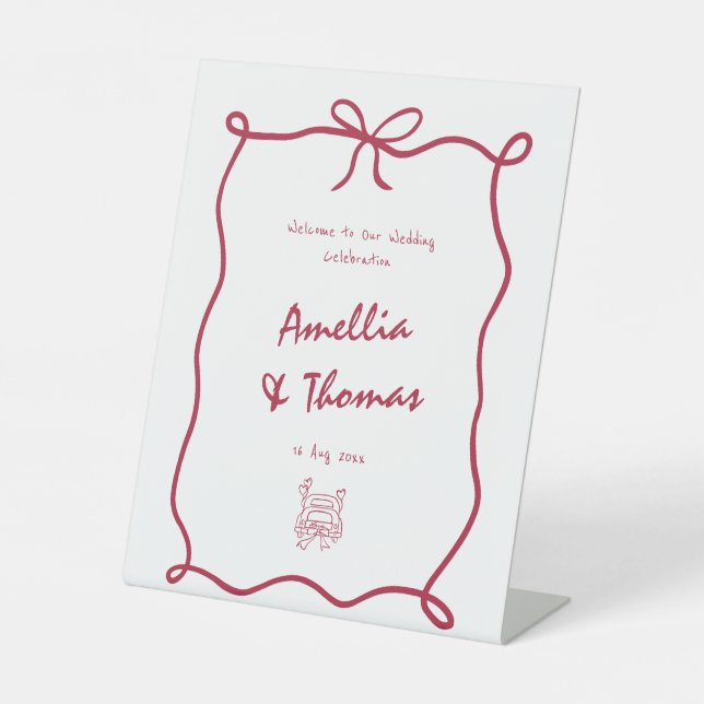 Signe De Table Mariage charmant et fantaisiste au doodle dessiné  (Recto)