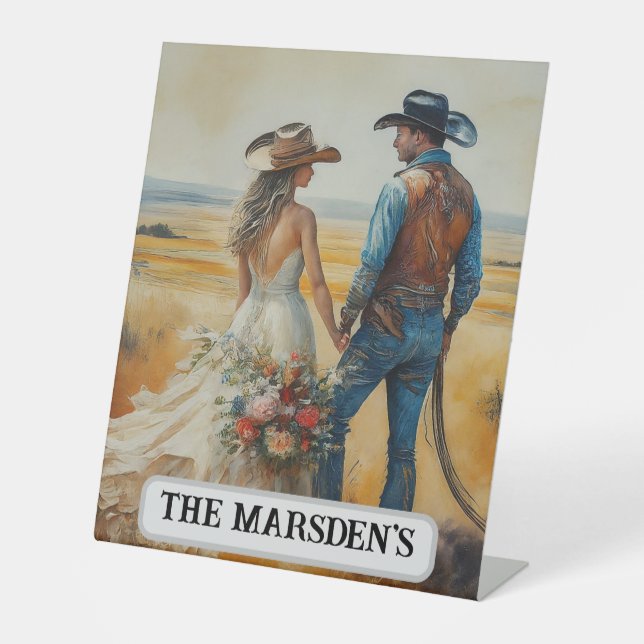Signe De Table Mariage Country Western Aquarelle (Recto)