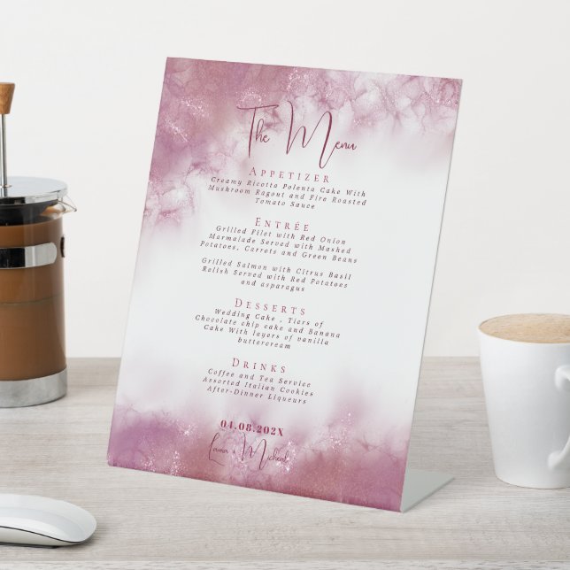 Signe De Table Mariage d'aquarelle en marbre personnalisé élément (In SItu)