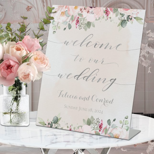 Signe De Table Mariage de bienvenue de la calligraphie de script  (Créateur téléchargé)