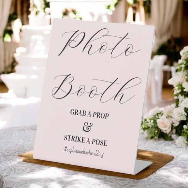 Signe De Table Mariage de cabine photo rose pâle (Créateur téléchargé)