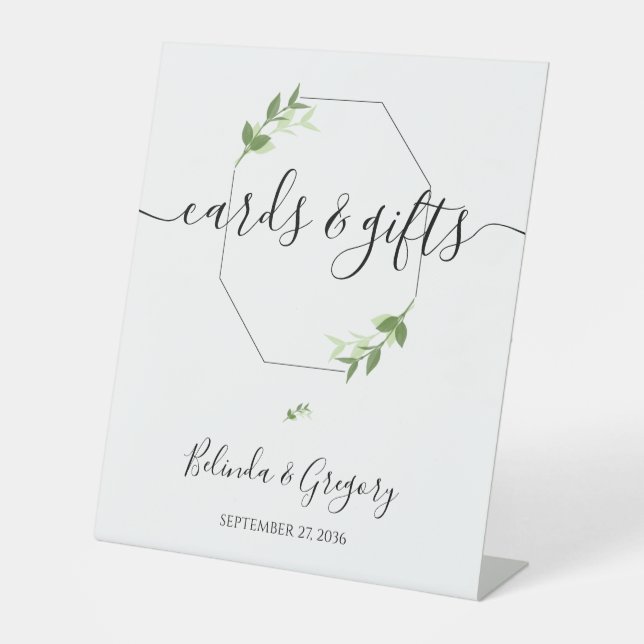 Signe De Table Mariage de cadre Feuilles de jardin verdoyant (Recto)