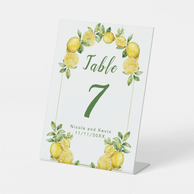 Signe De Table Mariage de cadre vert citron italien (Recto)