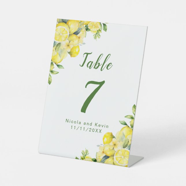 Signe De Table Mariage de cadre vert citron italien (Recto)