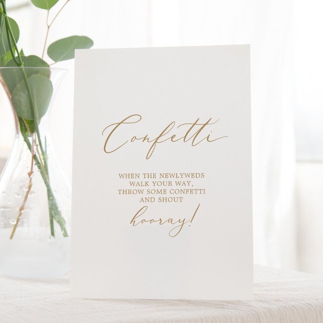 Signe De Table Mariage de calligraphie or délicate Confetti Toss (Créateur téléchargé)