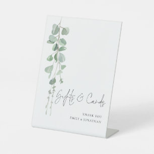 Signe De Table Mariage de cartes cadeaux Eucalyptus Script modern