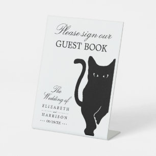 Signe De Table Mariage de chat noir Whimsical moderne