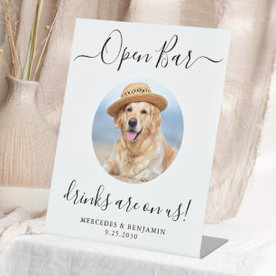 Signe De Table Mariage de chien personnalisé avec boissons offert