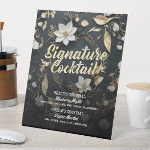 Signe De Table Mariage de courge d'or Floral Signature Boisson Me