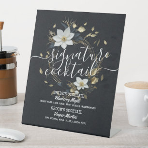 Signe De Table Mariage de courge d'or Floral Signature Boisson Me