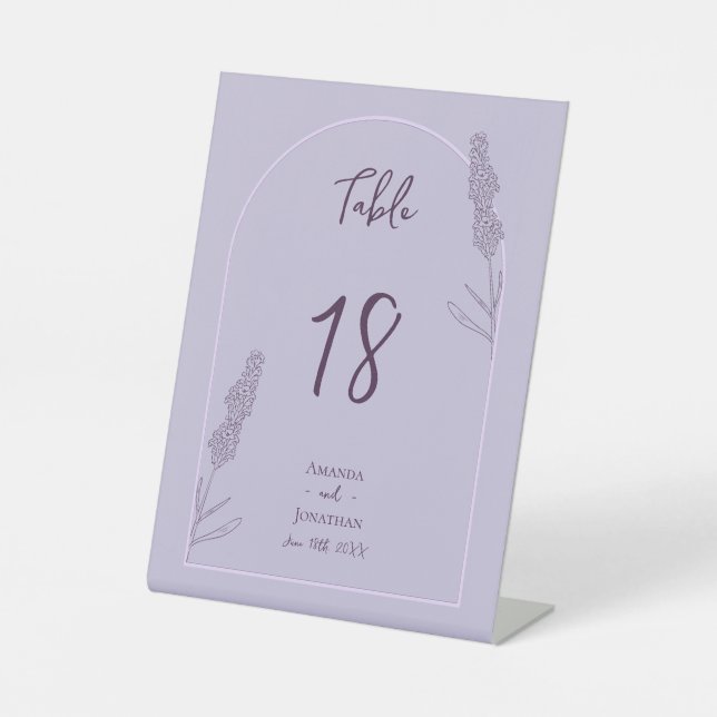 Signe De Table Mariage de fleurs de lavande simple et élégante (Recto)