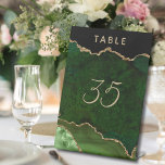 Signe De Table Mariage de géoode d'âge or vert<br><div class="desc">Le chic vert émeraude et or parties scintillant agate numéros de table mariage facile à customiser.</div>