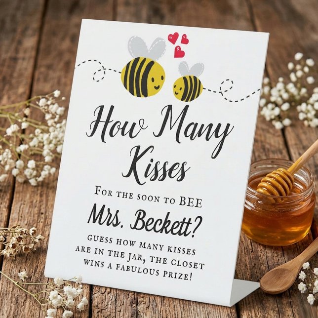 Signe De Table Mariage de Honeybee : Jeu de devinette des baisers (Créateur téléchargé)