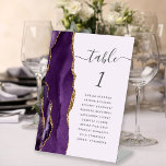 Signe De Table Mariage de lavande d'agate d'or violet Numéro de t<br><div class="desc">Le bord gauche de cet élégant socle de numéro de table mariage moderne est doté d'une bordure d'aquarelle violette ornée d'une parties scintillant en faux or. Le mot "table" apparaît dans un script blanc gris fusain sur un arrière - plan lavande. Ajoutez les noms de vos invités qui sont affectés...</div>