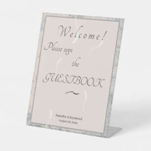 Signe De Table Mariage de marbre gris et brun gris