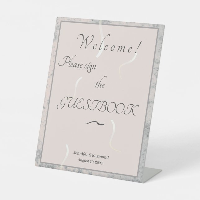 Signe De Table Mariage de marbre gris et brun gris (Recto)