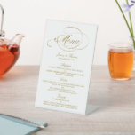 Signe De Table Mariage de menu Chic Faux Gold Foil Modèle<br><div class="desc">Ce menu mariage moderne et très tendance conviendra parfaitement à vos convives dans le cadre de votre table mariage. Le design comprend une typographie à la mode, un libellé à effet de feuille d'or sur un arrière - plan blanc frais, parfait pour n'importe quel bide et marié le jour de...</div>