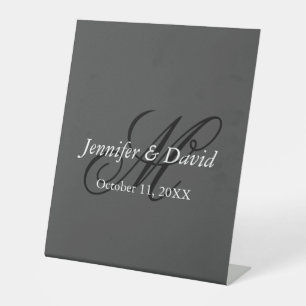Signe De Table Mariage de monogramme de calligraphie attirant