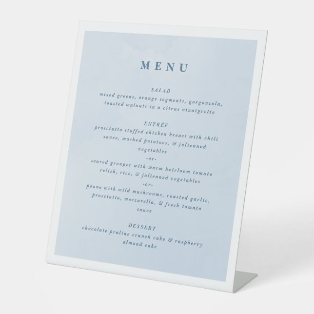 Signe De Table Mariage de nuage d'aquarelle bleu enchantant (Recto)