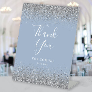 Signe De Table Mariage de Parties scintillant en argent bleu Dust