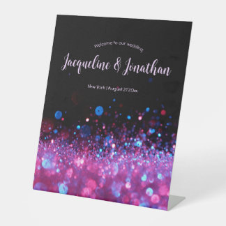 Signe De Table Mariage de Parties scintillant Noir rose rétro per