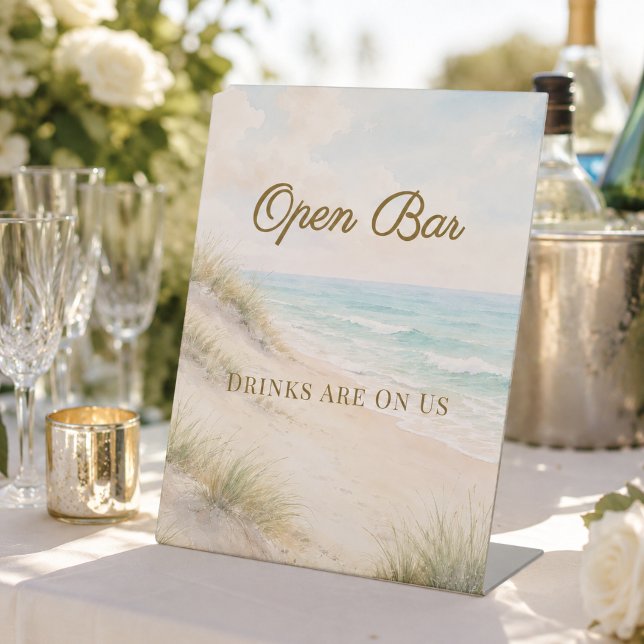 Signe De Table Mariage de plage côtière Bar ouvert (Créateur téléchargé)