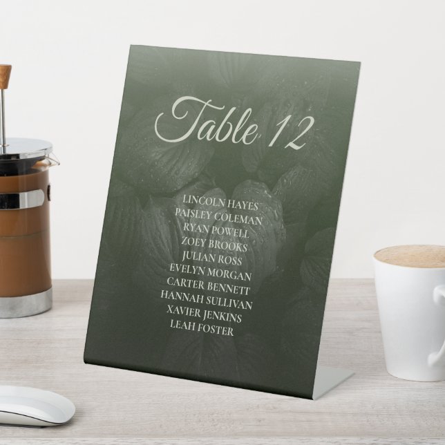 Signe De Table Mariage de printemps à la feuille verte (In SItu)