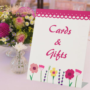Signe De Table Mariage de printemps rose floral gras et brillant