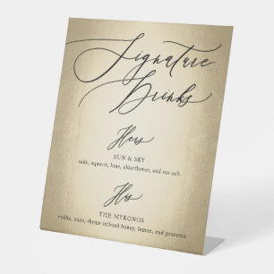 Signe De Table Mariage de signature de script de calligraphie