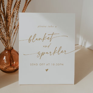 Signe De Table Mariage de sortie Boho Gold et White Blanket Spark