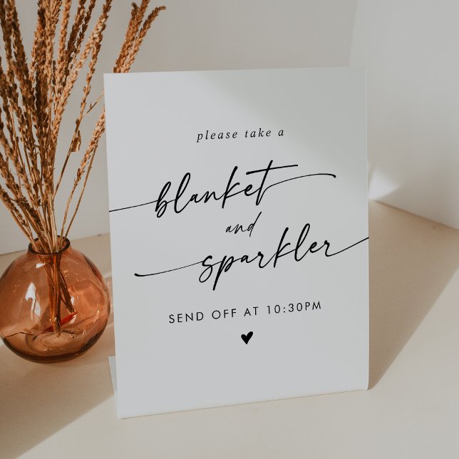 Signe De Table Mariage de sortie Boho noir et blanc (Boho Black and White Blanket Sparkler Exit Wedding Pedestal Sign)