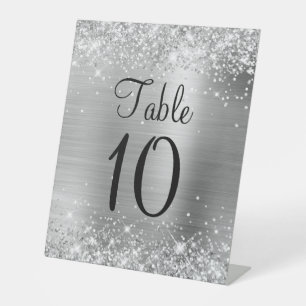 Signe De Table Mariage de table Glittery Silver Numéro de tableau