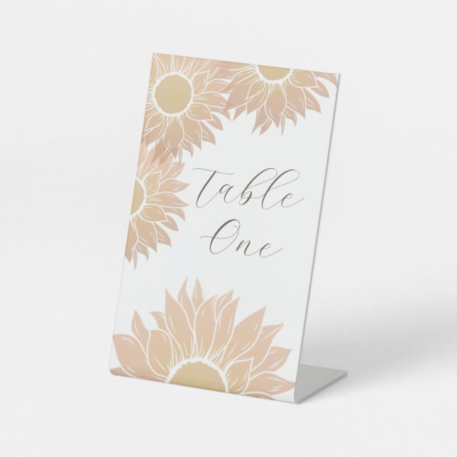 Signe De Table Mariage de tournesol moderne Numéro de table d'évé (Recto)