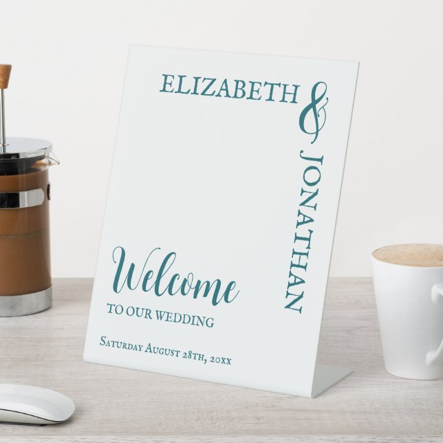 Signe De Table Mariage de typographie moderne Turquoise foncé (In SItu)