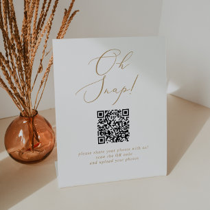 Signe De Table Mariage délicat or calligraphié Oh Snap QR Code