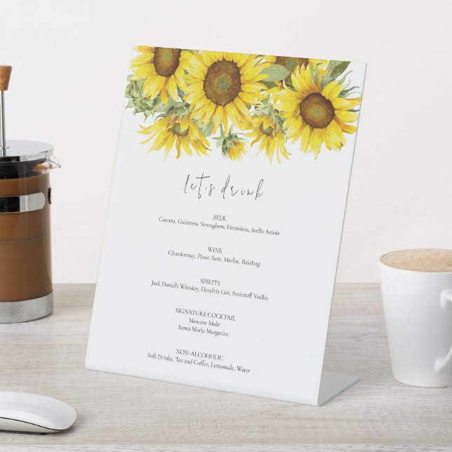 Signe De Table Mariage d'été au tournesol élégant  (In SItu)