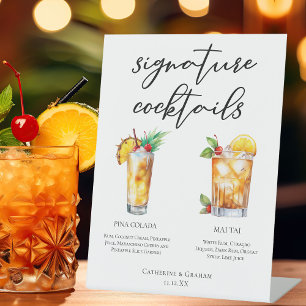 Signe De Table Mariage d'été Signature Cocktails Menu