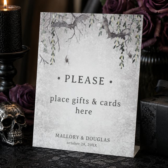 Signe De Table Mariage d'Halloween Gothique Rustique Bourgogne No (Créateur téléchargé)