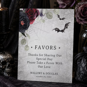 Signe De Table Mariage d'Halloween Gothique Rustique Bourgogne No