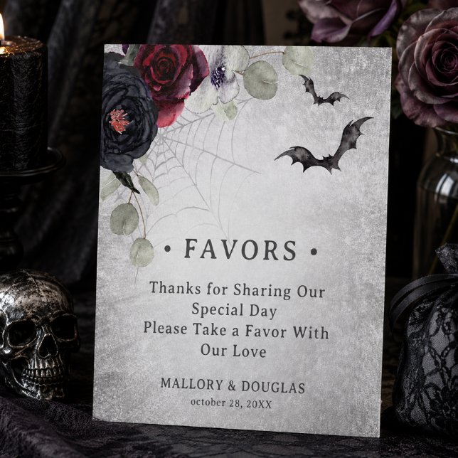 Signe De Table Mariage d'Halloween Gothique Rustique Bourgogne No (Créateur téléchargé)