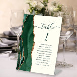 Signe De Table Mariage d'ivoire Emerald Green Gold<br><div class="desc">Le bord gauche de ce socle mariage moderne et élégant comporte une bordure en aquarelle vert émeraude et une parties scintillant en faux or. Le mot "table" apparaît dans un script d'écriture manuscrite blanc sur un arrière - plan ivoire. Ajoutez les noms de vos invités qui sont affectés à chaque...</div>