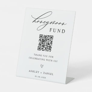 Signe De Table Mariage du code QR du fonds de lune de miel