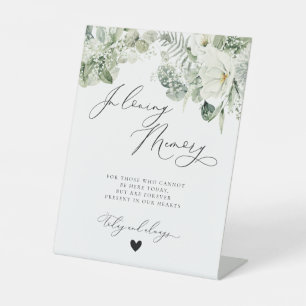 Signe De Table Mariage du Mémorial Botanique Floral Blanc