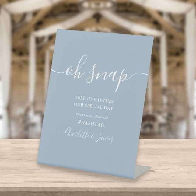 Signe De Table Mariage Dusty Blue Signature Script Oh Snap (Créateur téléchargé)