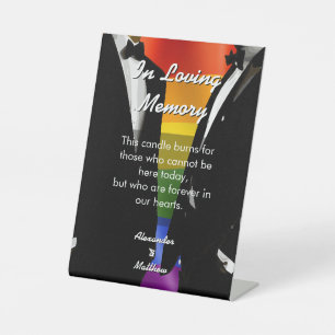 Signe De Table Mariage Élégant Moderne d'Hommes Gays Arc-en-Ciel 