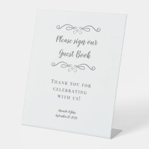Signe De Table Mariage élégant S'il vous plaît signer notre livre