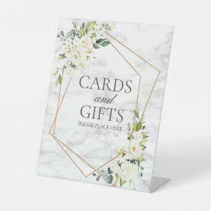 Signe De Table Mariage en marbre blanc blanc géométrique cuivre