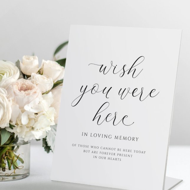 Signe De Table Mariage En Mémoire Souhaite Que Vous Étiez Ici Élé (wish you were here wedding sign in loving memory elegant wedding standing sign)