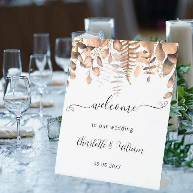 Signe De Table Mariage eucalyptus automne script de bienvenue (Créateur téléchargé)